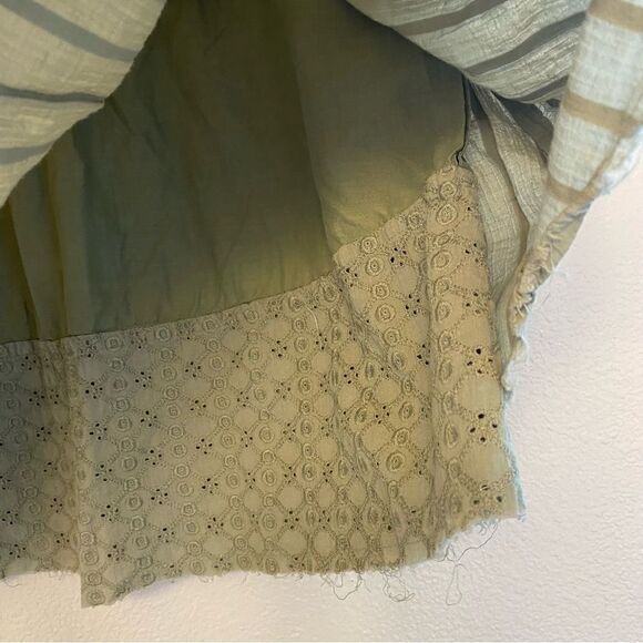 Fossil sage olive green lace eyelet bohemian cotton skirt- 6 Large - Picture 6 of 11